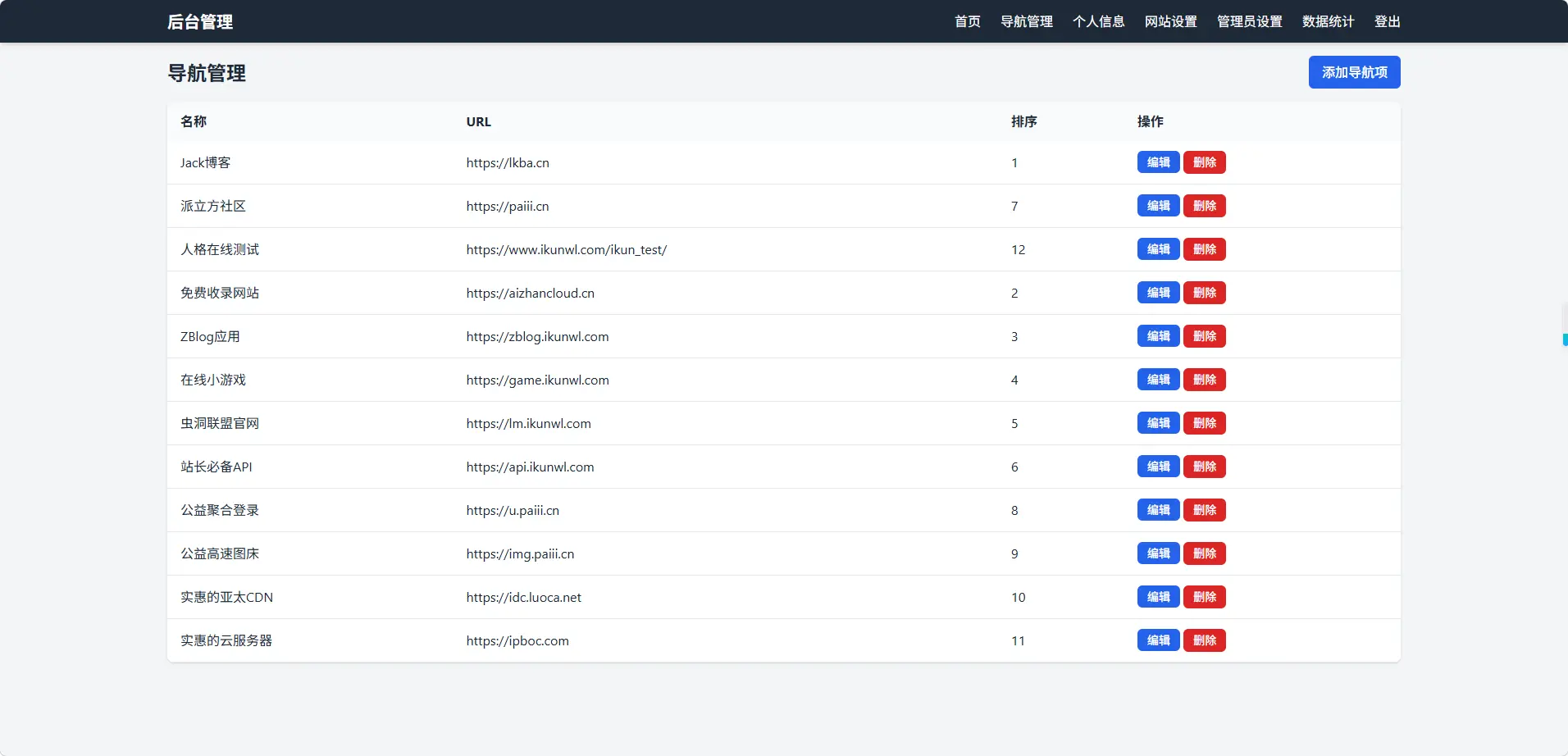 iKun网络主页 带网站导航+统计PHP版网站源码